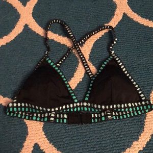 Victoria’s Secret Crochet Black Teal Bikini Top